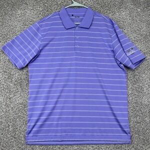 Adidas Golf Polo Shirt Men Large Purple Stripes Pure Motion Fox Run Country Club